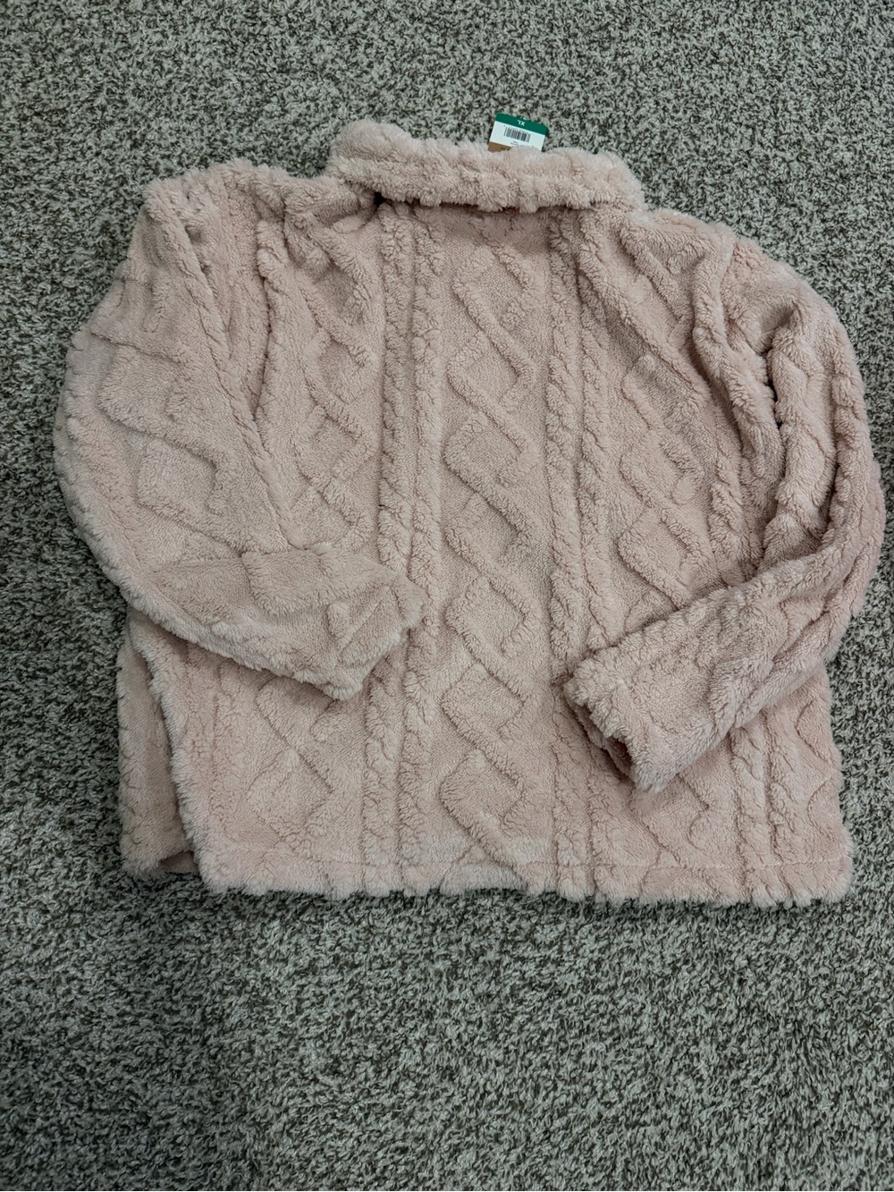 Cozy Cable Plush Women's Sweater Jacket - Blush XL